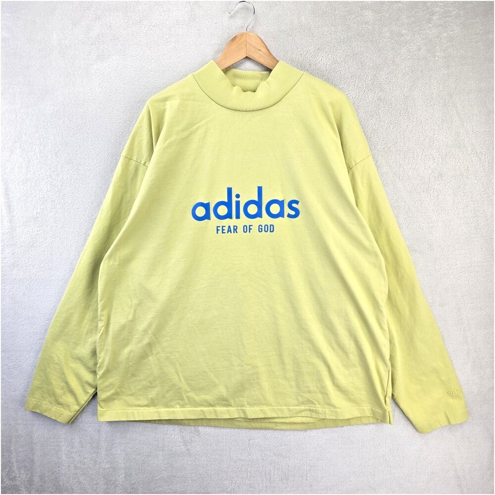 Adidas x Fear of God Athletics Mock Neck Long Sleeve Shirt XL Yellow Oversized